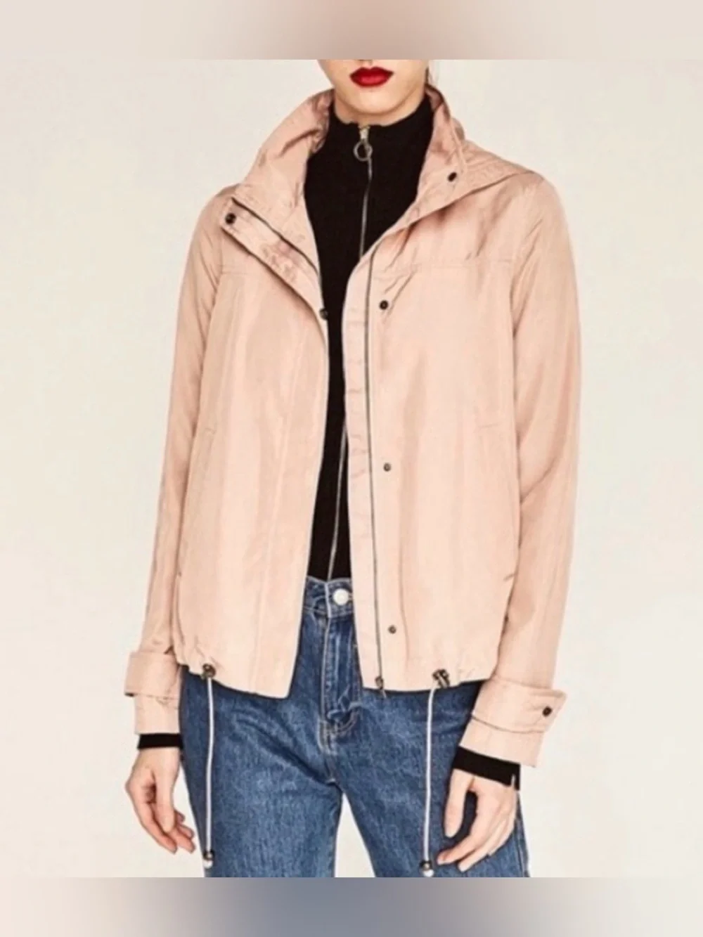 Zara Basic Outerwear light pink/dusty pink windbreaker raincoat jacket, Size XL